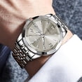 thumbnail image 4 of OLEVS Watches for Men Diamond Business Dress Classic Casual Analog Quartz Stainless Steel Waterproof Luminous Date Men Wrist Watches Reloj Para Hombre Gray Dial, 4 of 11