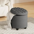 thumbnail image 5 of 18.7inch Storage Round Ottoman, Footstools with Hidden Storage with Removable Lid, Stylish Button Tufted Design Ottoman Foot Stools for Living Room, Bedroom，Darkgrey, 5 of 7