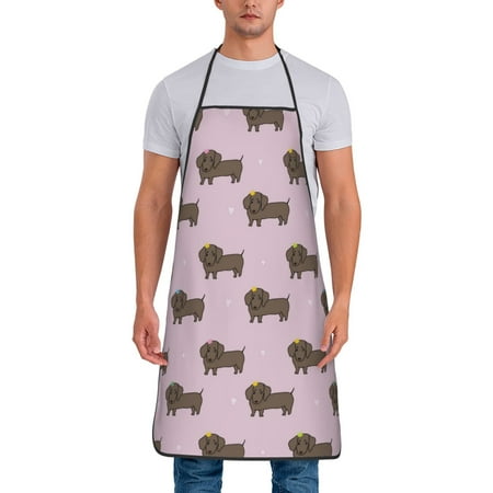 

Chef Aprons for Men and Women - Dachshund Dog Puppy No.1050 Oil-Resistant Bib Aprons for Cooking Waterproof BBQ Grilling Kitchen Aprons Gifts for Women and Men