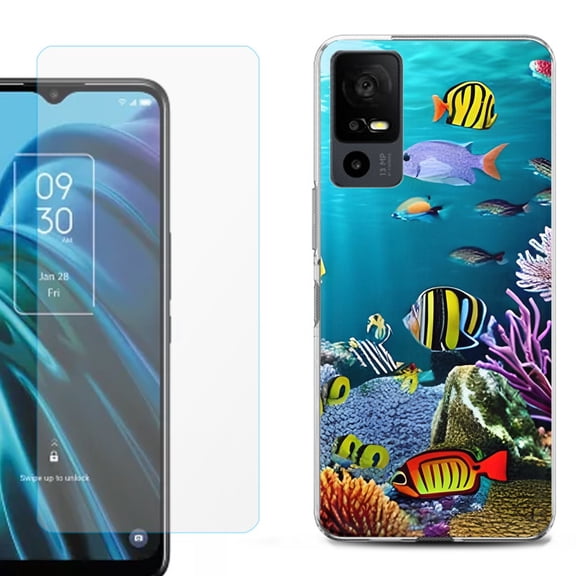 OneToughShield ® for TCL 40 XE 5G Shockproof Fashion Phone Case, with Tempered Glass Screen Protector - Underwater