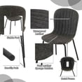 thumbnail image 4 of NORDICANA 37 Inch Round Dining Table Set for 4, Modern Small Circle Kitchen Coffee Set for Apartment Living Room Office, Save Space(Brown Wooden Table + 4 Grey PU Leather Chairs), 4 of 9