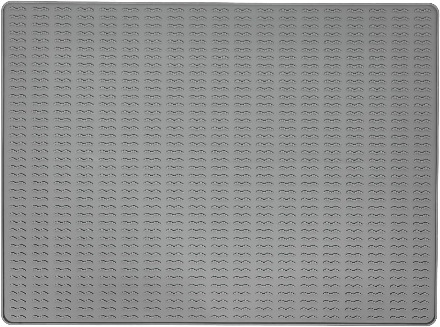 Cat Litter Mat, 47x35in Extra Large Silicone, Waterproof Floor Litter Box Mat Indoor, Jumbo Washable Litter Trapping Mat Easy Clean XXL, Grey