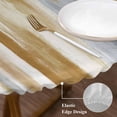 thumbnail image 3 of Brown Gray Round Tablecloth, Fitted Table Cover with Elastic for 55"-60" Round Tables, Vintage Abstract White Ombre Texture Table Cloth Outdoor Indoor Dinning Party Waterproof Tablecloths, 3 of 7