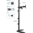 thumbnail image 3 of Support de Bureau Autoportant pour Double Moniteur, Poteau Extra Haut de 40 Pouces, Hauteur Réglable, Convient aux Écrans jusqu'à 27 Pouces, STAND-V012F, 3 of 4
