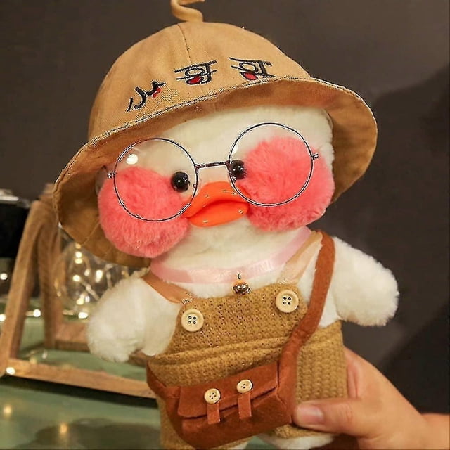 Peluche de pato blanco, juguete de peluche suave para niñas, juguete de peluche abrazable para hacer tú mismo con lindo sombrero y disfraz, los mejores regalos para Navidad. (12 pulgadas)