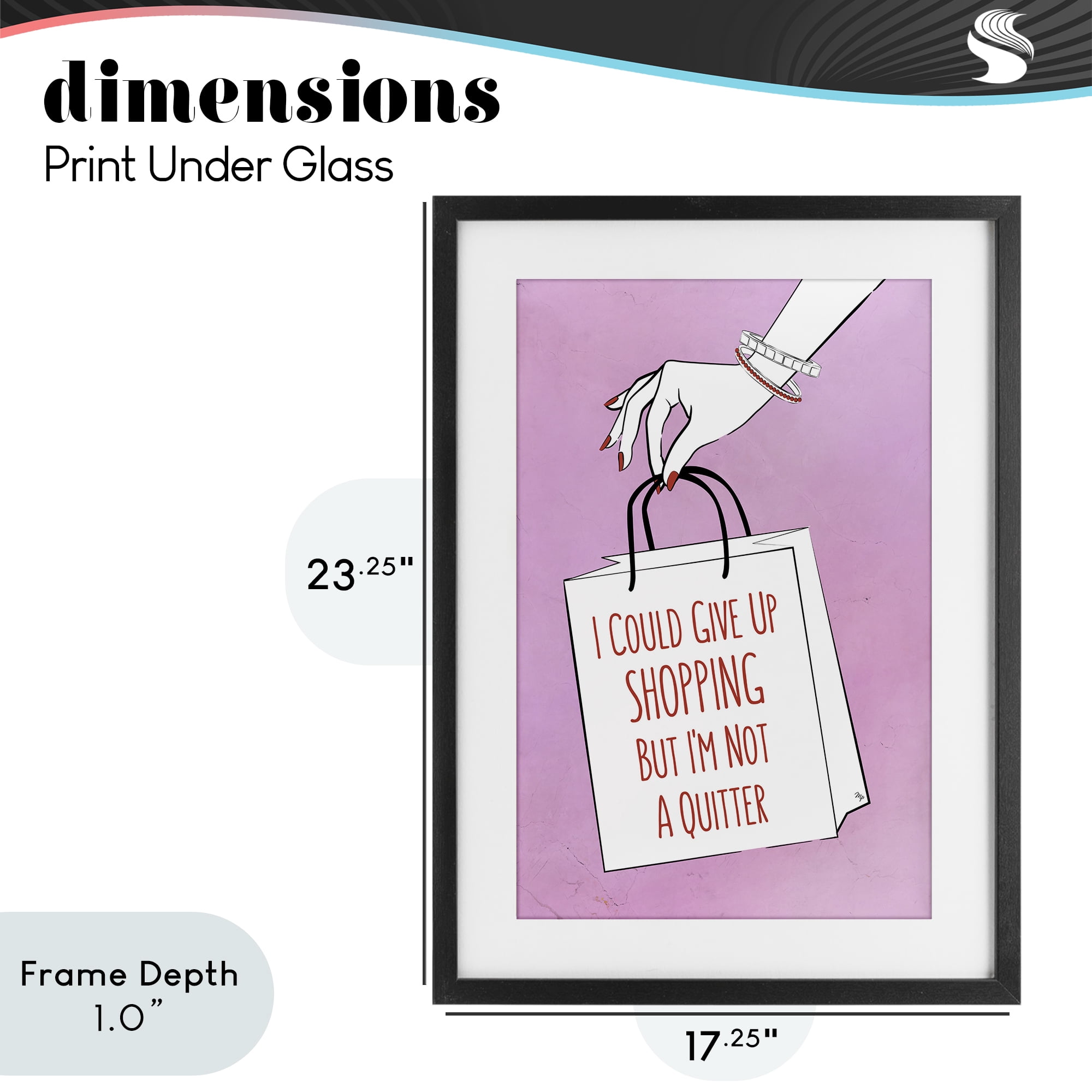 Stupell Industries Not A Quitter Shopping Black Framed Print Under Glass, design by Martina Pavlova