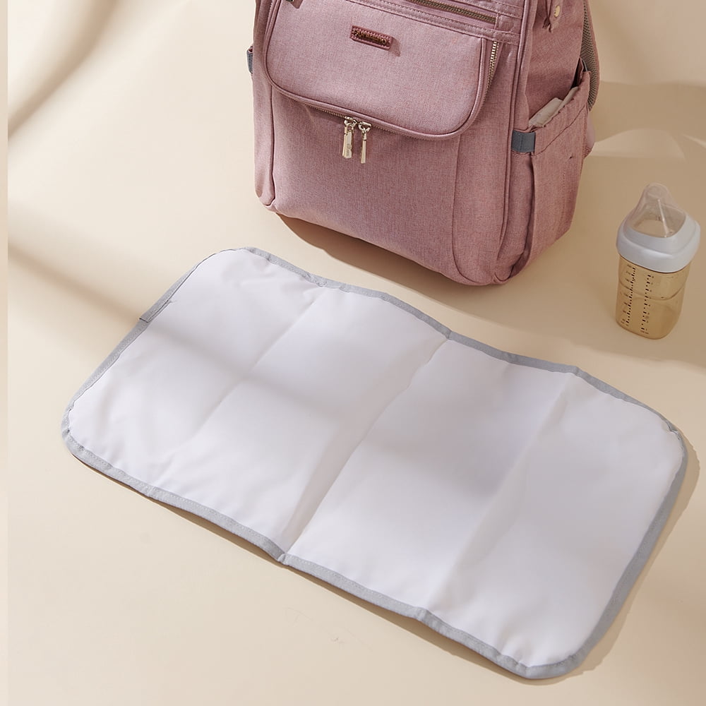 Sunveno Easy Open Diaper Bag Backpack with Insulated Pockets, Stroller Straps and Changing Pad, Pink
