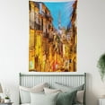 thumbnail image 4 of European Tapestry, Cityscape toward Old Buildings in Porto Mediterranean Town Streets Scenic Image, Wall Hanging for Bedroom Living Room Dorm Decor, 60W X 80L Inches, Multicolor, by Ambesonne, 4 of 5