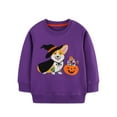 thumbnail image 2 of Tfken Halloween Toddler Sweatshirtn Girls Tops Size 2-3 Years Cartoon Print Crew Neck Sweater Trendy Long Sleeve Purple Sweatshirt, 2 of 6