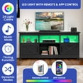 thumbnail image 4 of Uforic 59" TV Stand for 65" TV - Black Entertainment Center with Storage Cabinets, Open Shelves, 24-Color LED Light Strip & Integrated Power Strip, Ideal for Living Room or Bedroom Media Console, 4 of 7