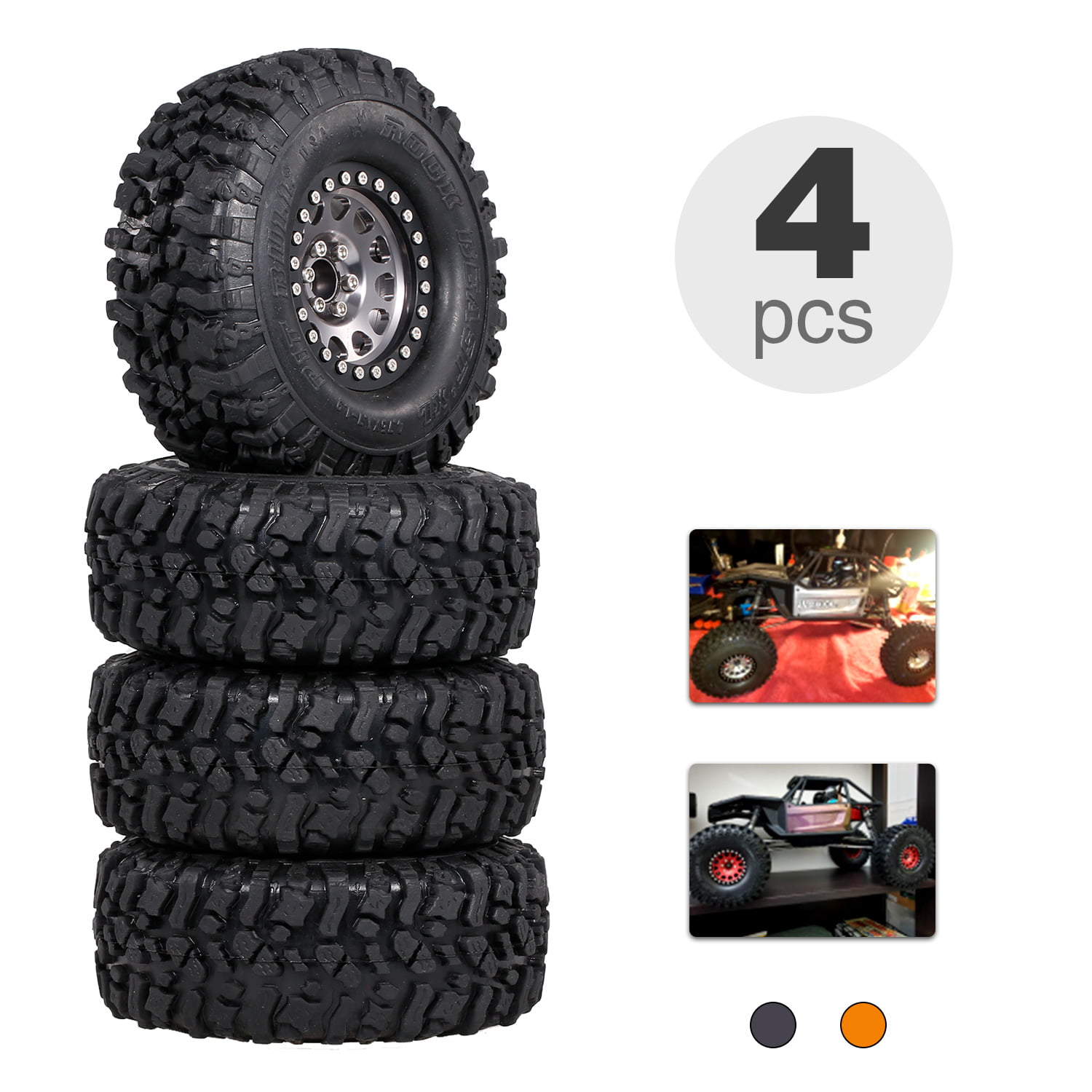 2pcs RC 1/10 Crawler Super Tires Tyres W/ Foam for 2.2" beadlock Wheels Rims 