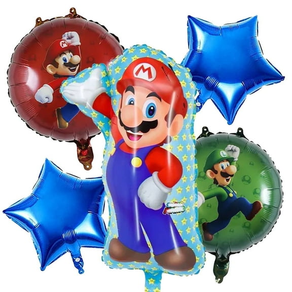 5 PCS Birthday Party Balloon Mari Balloon Lui Balloon Game theme Birthday Party Balloon Superhero Balloon (Mari)