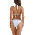 thumbnail image 3 of Conjuntos de bikini de triángulo para mujer de 2 piezas con lazo en la espalda, parte inferior de triángulo, trajes de baño, color blanco, tamaño pequeño, 3 of 5