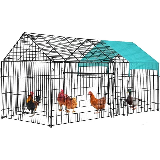 BestPet 87" X 41"Large Metal Chicken Coop Run Enclosure Pen, Waterproof Cover Outdoor Backyard Farm Cage Crate Pet Playpen Exercise Pen for Rabbit