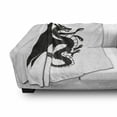 thumbnail image 3 of Celtic Dragon Soft Flannel Fleece Throw Blanket, Monochrome Fantasy Themed Creature Gothic Tattoo Graphic, Cozy Plush for Indoor and Outdoor Use, 60" x 80", Charcoal Grey and White, by Ambesonne, 3 of 6