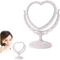 thumbnail image 4 of Espejo de maquillaje Espejo de tocador cosmético de escritorio de doble cara giratorio en forma de corazón (1 pieza, blanco), 4 of 5
