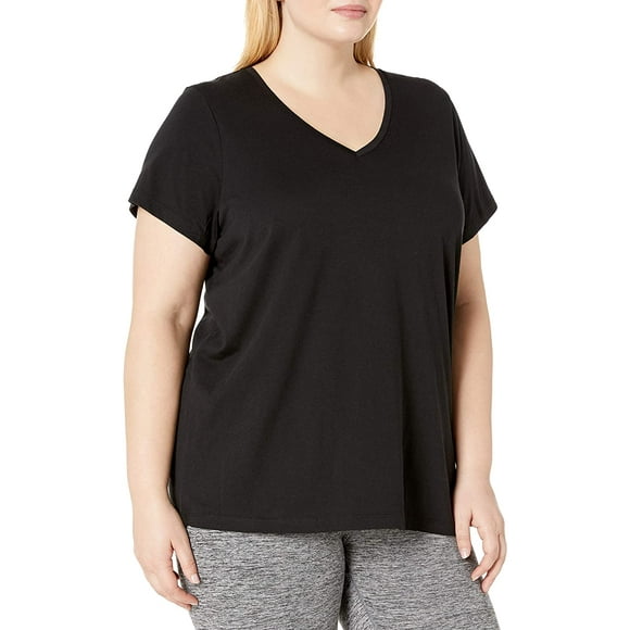 HUE Womens Short Sleeve V-Neck Sleep Tee X-Large Black