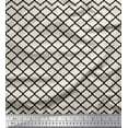 thumbnail image 1 of Soimoi Black polyester Crepe Fabric Quaterfoil Damask Print Fabric by the Yard 42 Inch Wide, 1 of 3