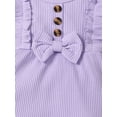 thumbnail image 6 of Toddler Baby Girls Clothes Baby Girls One-piece Romper Bodysuit 12-18 Months Baby Girls Long Sleeve Round Neckline Cute Bowknot Romper Jumpsuit Headband Set Purple, 6 of 9