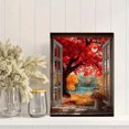 thumbnail image 2 of Colorful Autumn Trees Window View Canvas Print, Modern Landscape Art, Ready to hang Wall Decor, 2 of 8