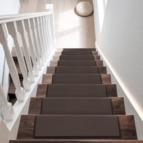 PURE ERA Soft Touch Stair Treads Cover 8"x30" PVC Cushioned Foam Pad Mat Tape Free Easy Clean(12 Pieces,Brown)