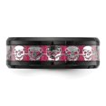 thumbnail image 3 of Auriga Fine Jewelry Stainless Steel Black IP-plated Skulls with Pink Carbon Fiber Inlay 8mm Band Size 8, 3 of 7