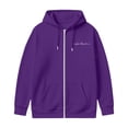 thumbnail image 4 of RUTAYY Men's Zip Up Hoodie Long Sleeve Front Pocket Cursive Letter Graphic Jacket Sweatshirt Dark Purple, 4 of 4