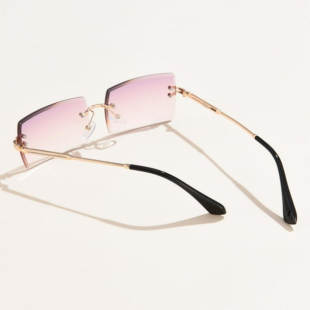 de Sol Sin Montura, Lentes Tintadas, Sin Marco, Lente Rosa Patas Doradas Hugo gafas de sol sin montura