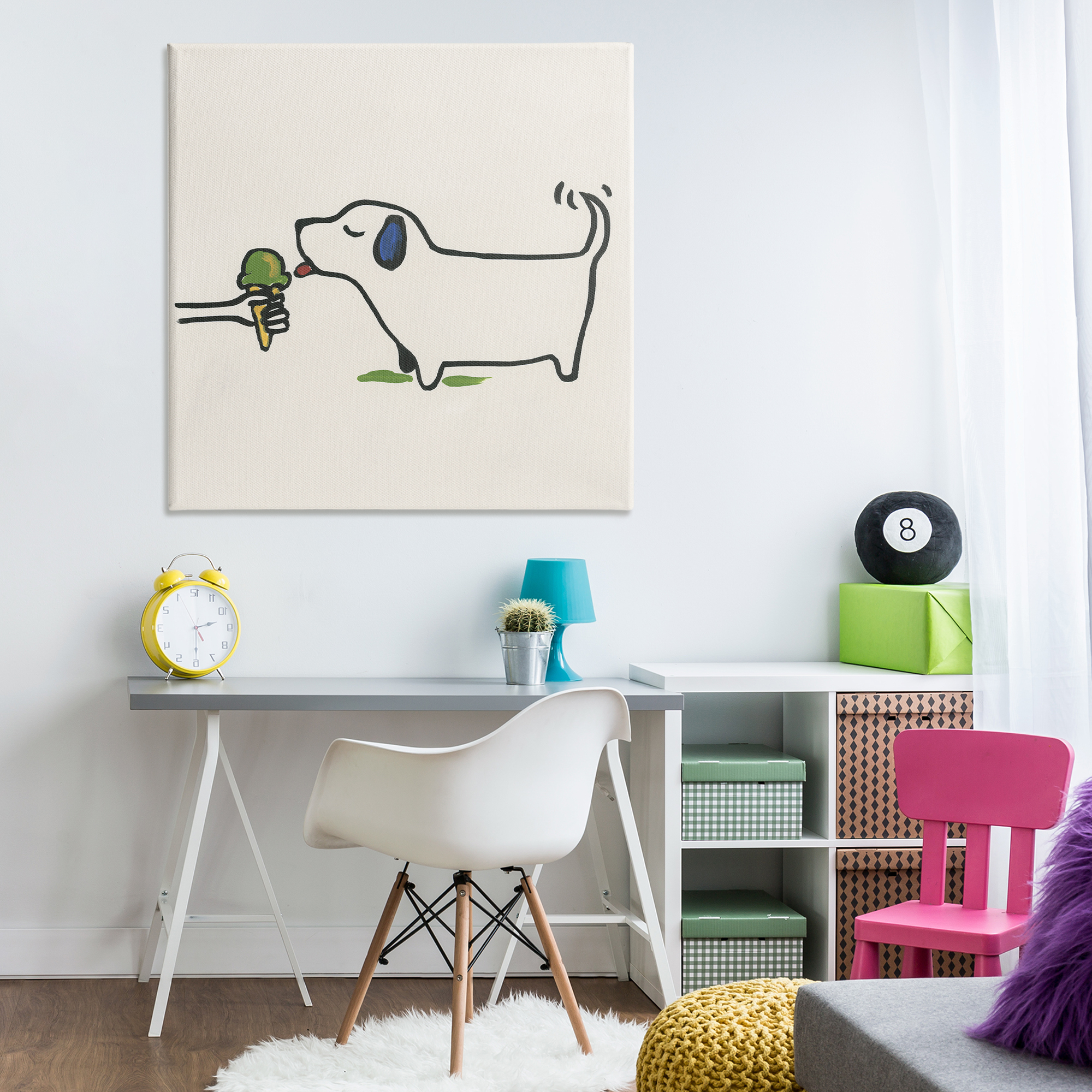 Stupell Industries Dog & Ice Cream Food & Beverage Painting Wrapped Canvas Art Print Wall Art, 36 x 36