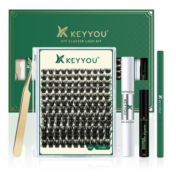 Kit de extensión de pestañas DIY KEYYOU, 144 piezas, Lash Clusters Y24 KIT