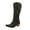 Black, variant on Studded Knee High Cowboy Boots for Women Vintage Slouchy Chunky Mid Heel Pull on Wide Calf Cowgirl Boots