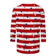 thumbnail image 5 of Camiseta estampada a la moda para mujer, blusa de manga 3/4 de longitud media, cuello redondo, camisetas informales Pompotops  FGAJ2467, 5 of 5