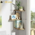 thumbnail image 3 of Corner Shelf Wall Mount of 3 Tier Rustic Wood Floating Shelves for Bedroom Living Room Bathroom Kitchen Office and More Carbonized Black, 3 of 7