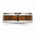 thumbnail image 3 of White Stainless Steel Ring Band Wedding Clear Wood Comfort, 3 of 6