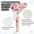 thumbnail image 5 of COEQINE Pink Heart Beige Girls Leggings Buttery Soft Yoga Pants Full Length High Waist Tummy Control for Jogging Running for 4-5 Years Kids Girls for Valentines Day, 5 of 7
