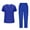 #0046-Blue, variant on Scrubs Set for Women Nurse Uniform Jogger Suit Stretch Top & Pants with Drawstring Medical Nursing Uniform Set