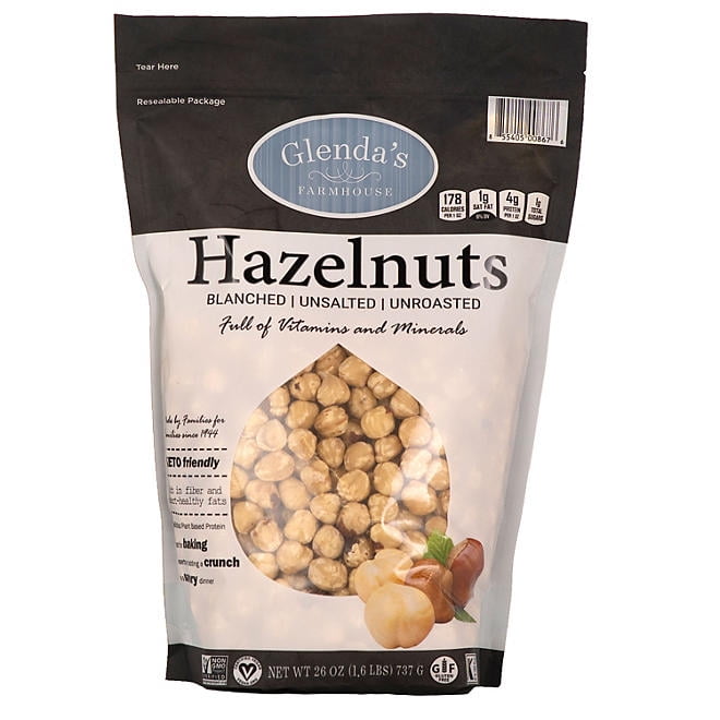 glendas farmhouse unsalted unroasted blanched hazelnuts 26 oz