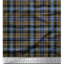 Soimoi Modal Satin Fabric Gingham Check Printed Fabric 1 Yard 42 Inch Wide