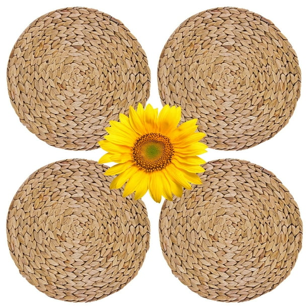 Round Placemats Set of 4, 30CM (12inch) Water Hyacinth Placemat