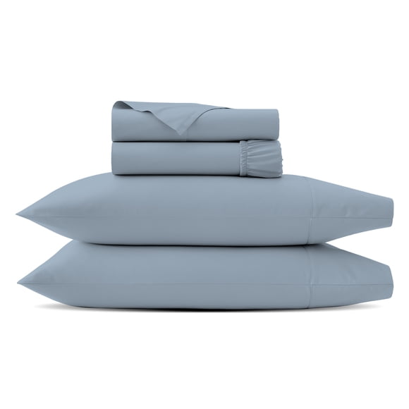 Color Sense 1200 Thread Count Wrinkle-Resistant Super Soft Extra Deep Pocket Hotel Luxury Cotton Blend 4-Piece Sateen Bedsheet Set King Blue