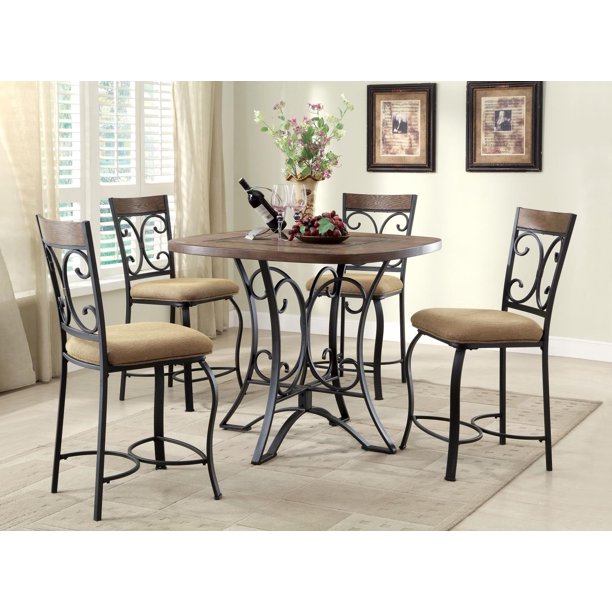 ACME Kiele Counter Height Table, Oak & Antique Black