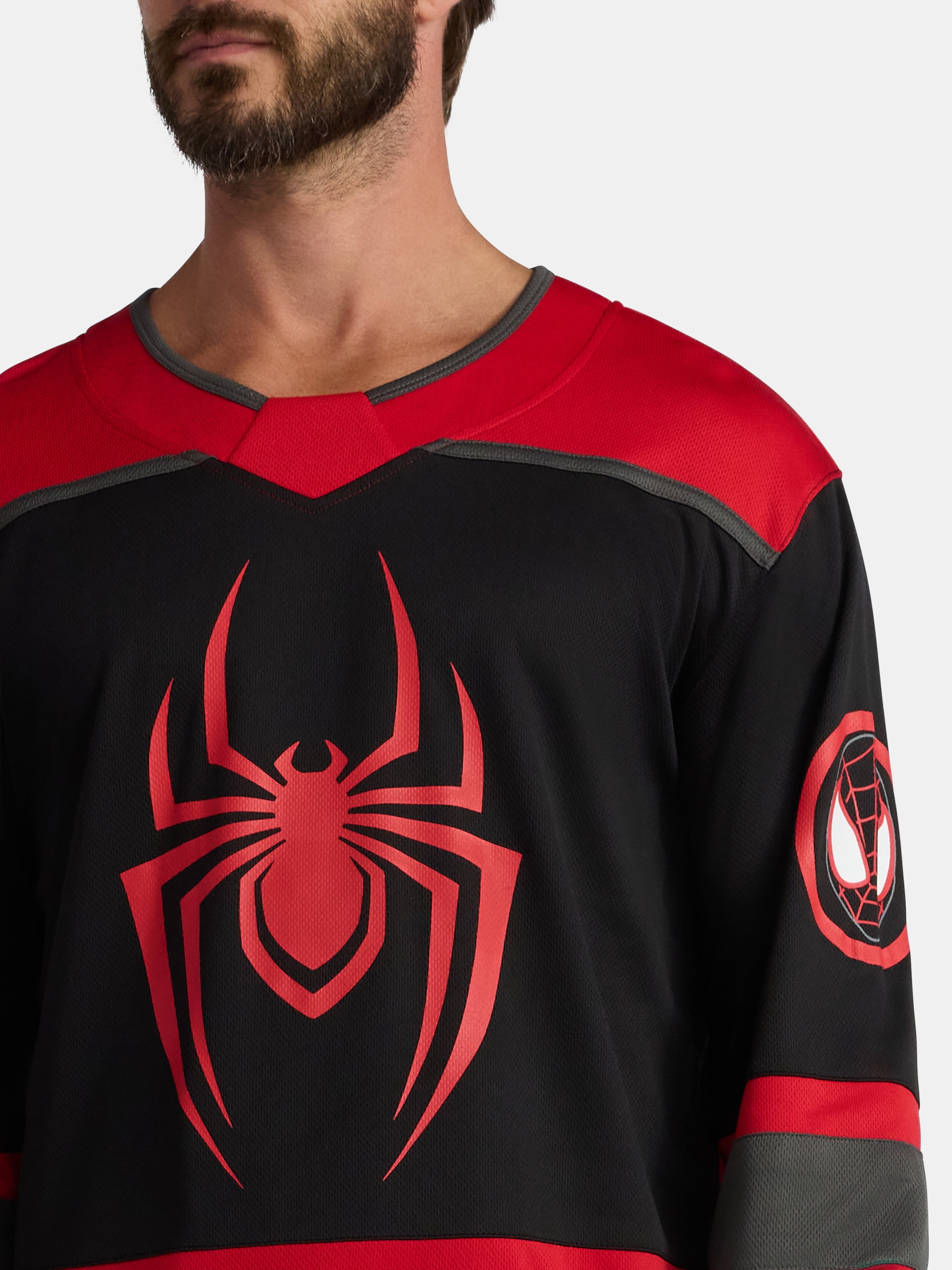 Marvel Spider-Man Men's and Big Men's Miles Morales Hockey Jersey, Sizes XS-3XL