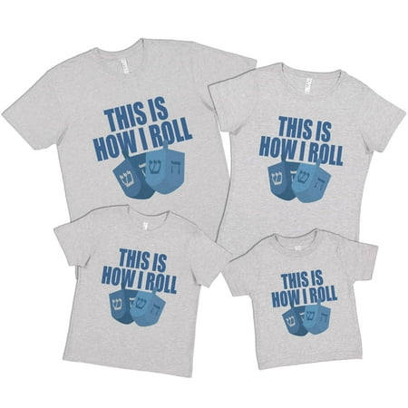 

7 ate 9 Apparel Matching Family Happy Hanukkah Shirts - Funny This is How I Roll Grey T-Shirt 18 Months