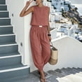 thumbnail image 2 of PBFRDSJ Casual Sets for Women Sleeveless Crewneck Tank Elastic Waist Jogger Pants Summer Lightweight Breathable Sets for Outdoor Hiking, 2 of 9