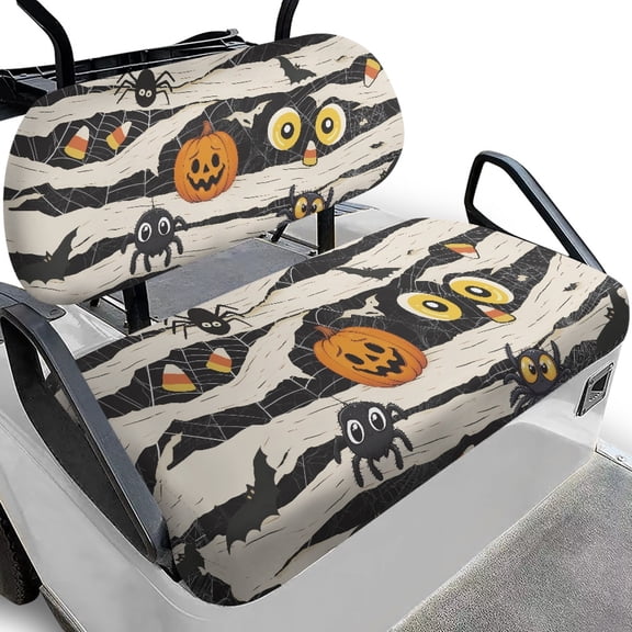 Pzuqiu Spooky Halloween 2-Piece Golf Cart Seat Covers - Breathable Washable Protector for Golf Enthusiasts Holiday Gift