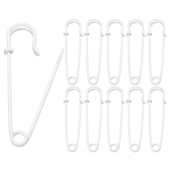 Uxcell 20pcs Safety Pins 2.76 Inch (70mm) Baked Paint Steel Large Safety Pin Heavy Duty Sewing Safety Pins Bulk for Clothes Sewing Arts DIY Crafts, White