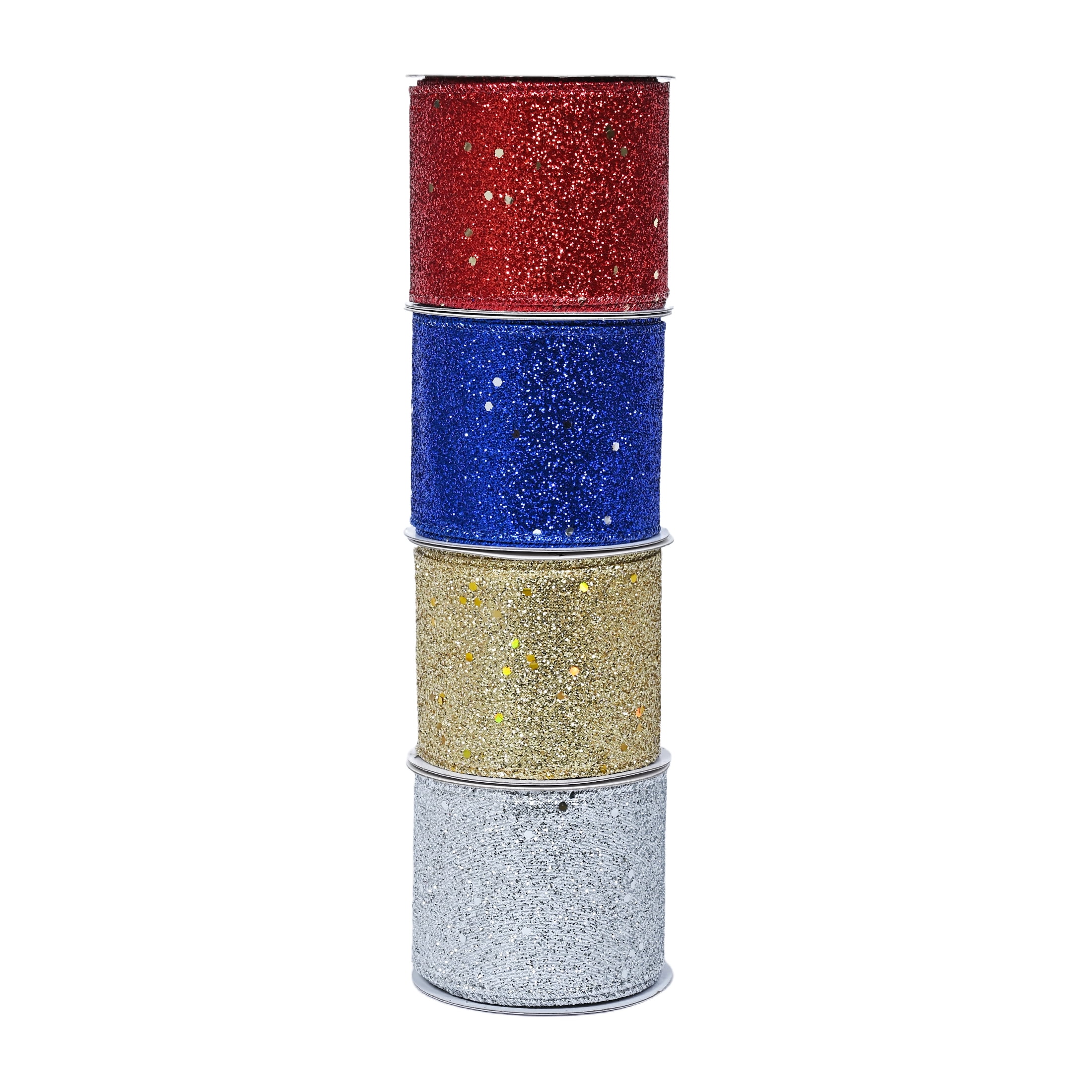 Gwen Studios 2.5" Metallic Silver Wire Ribbon, 3 yards