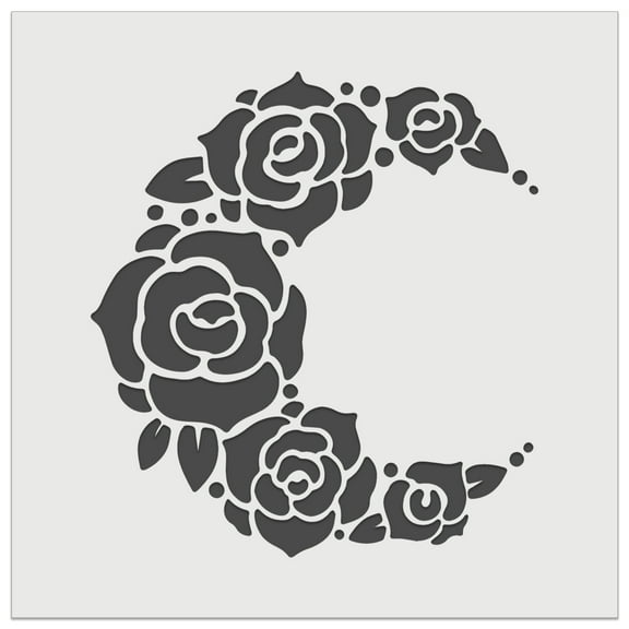Floral Moon Roses DIY Cookie Wall Craft Stencil - 5.5 Inch