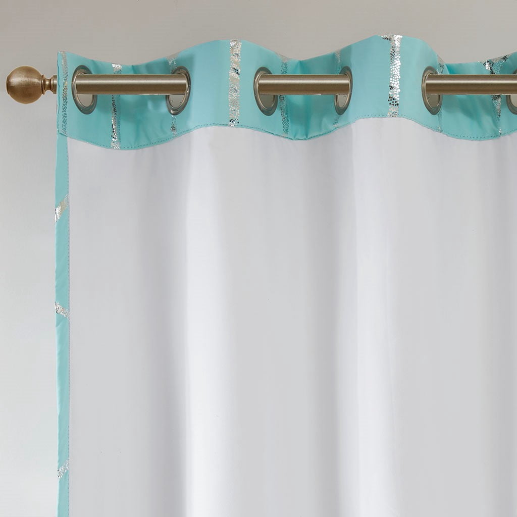 MAYEERTY 1 Pc Panel Total Blackout Metallic Print Grommet Top Curtain Panel
