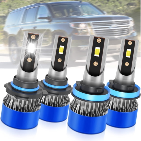 For Chevrolet Suburban 2015-2020 LED Headlight Bulbs, High Beam 9005/HB3, Low Beam H11/H9/H8, White 6000K 4Pcs
